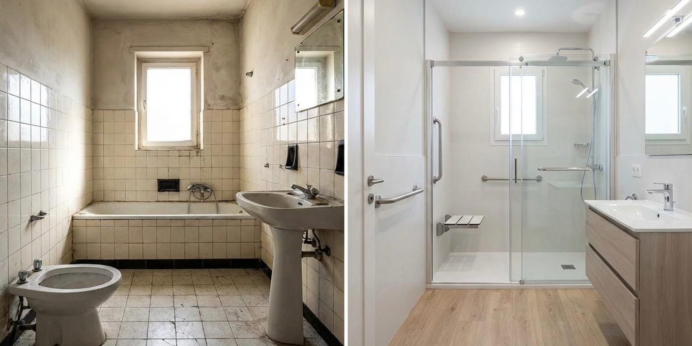 Rénovation de salle bain à Montpellier - avant - après